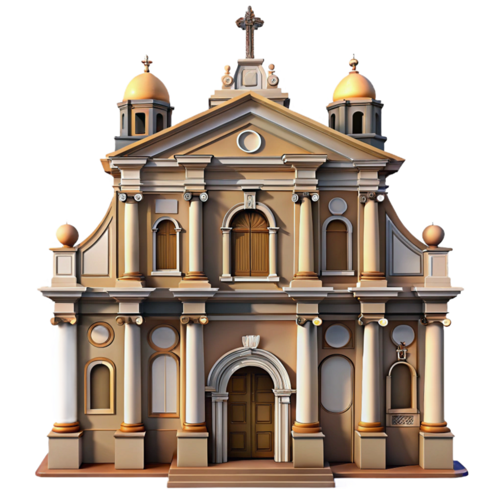 vibrant artistic Baroque Church Facade Transparent Background genuine png