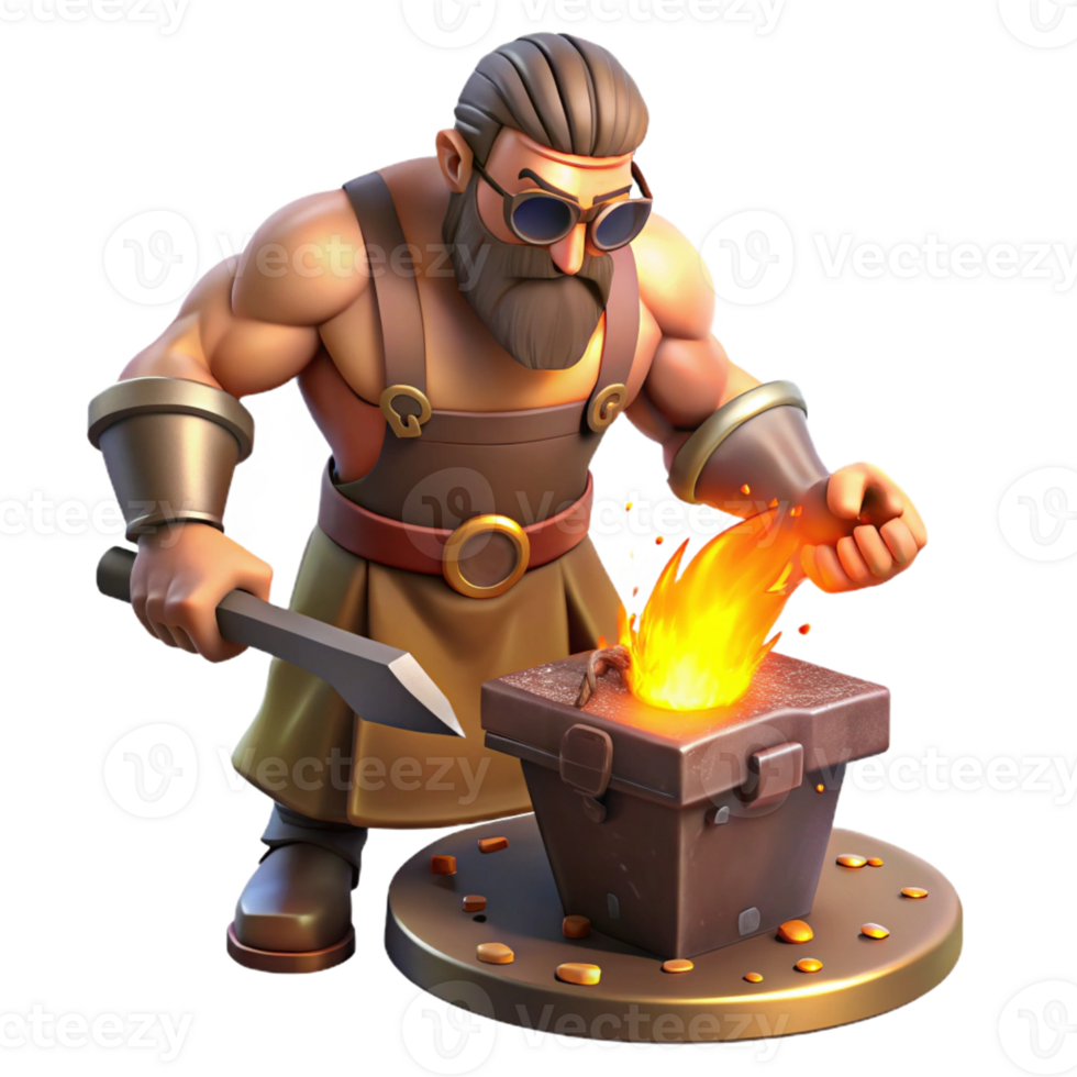 wonderful creative A Powerful Cyclops Forging a Weapon in Hi original png