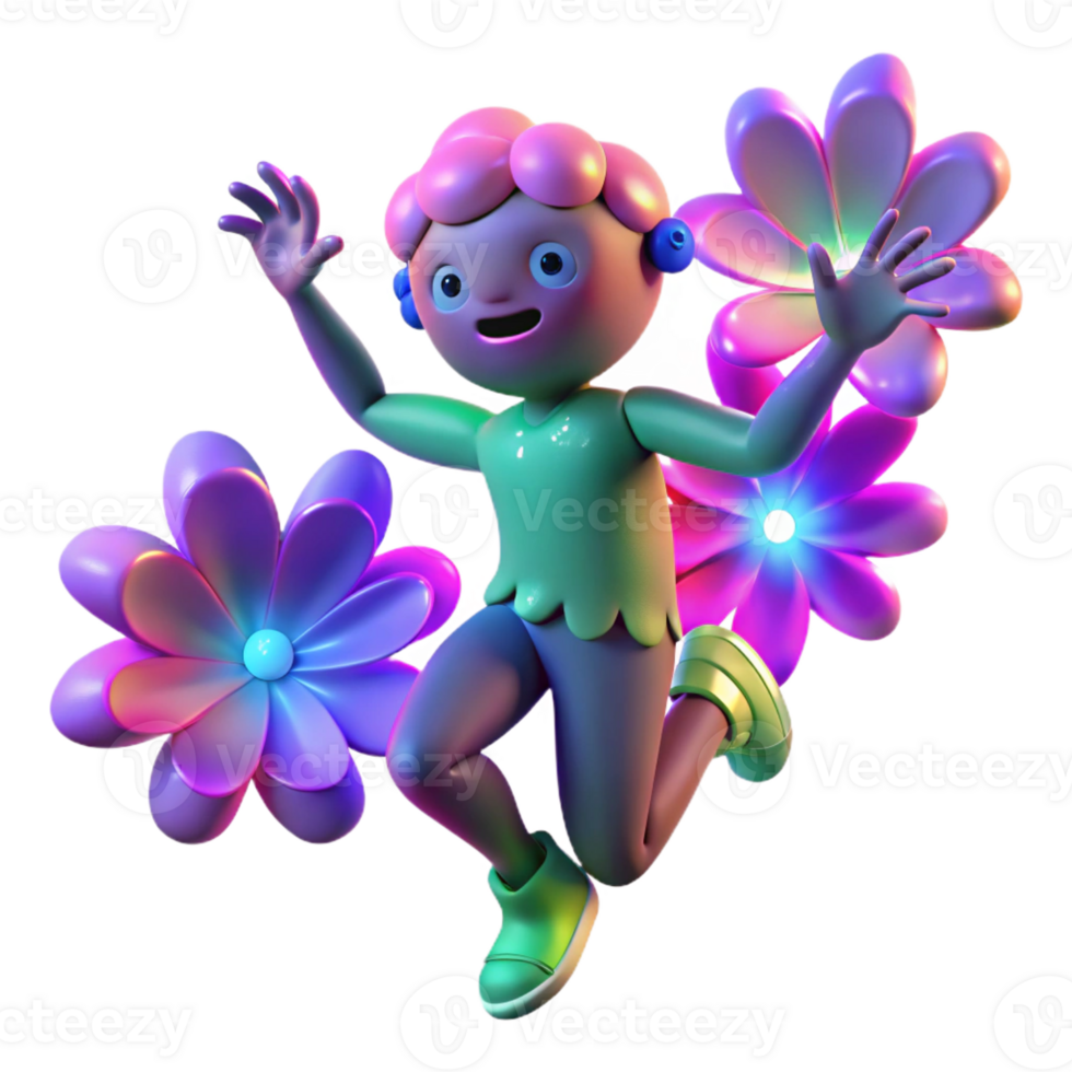 elegant traditional A Playful Sprite Dancing Among Biolumine authentic png