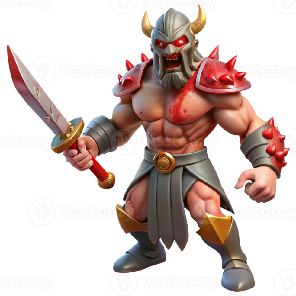 serene traditional A Wrathful Ares Wielding a Bloody Sword 4K png