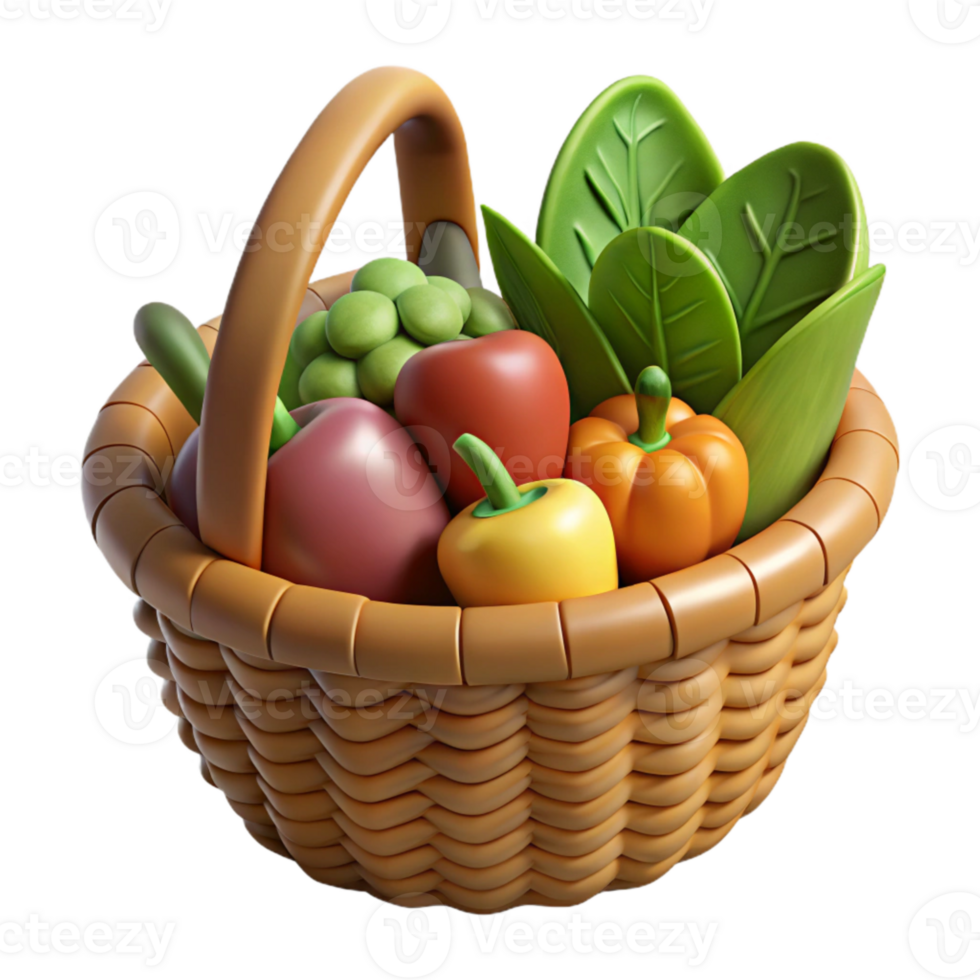 stunning classic Basket of Fresh Vegetables high resolution png