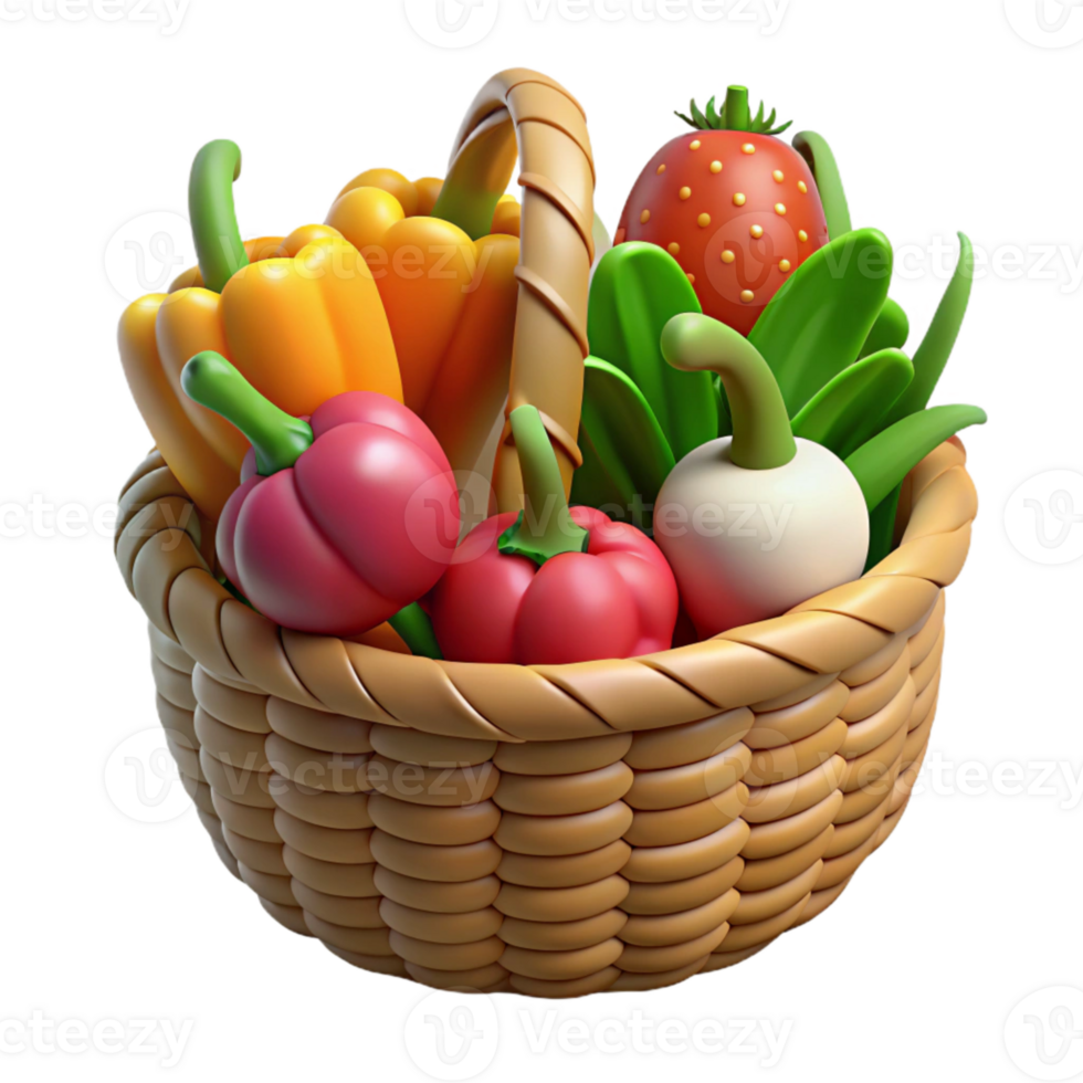 wonderful traditional Basket of Fresh Vegetables png