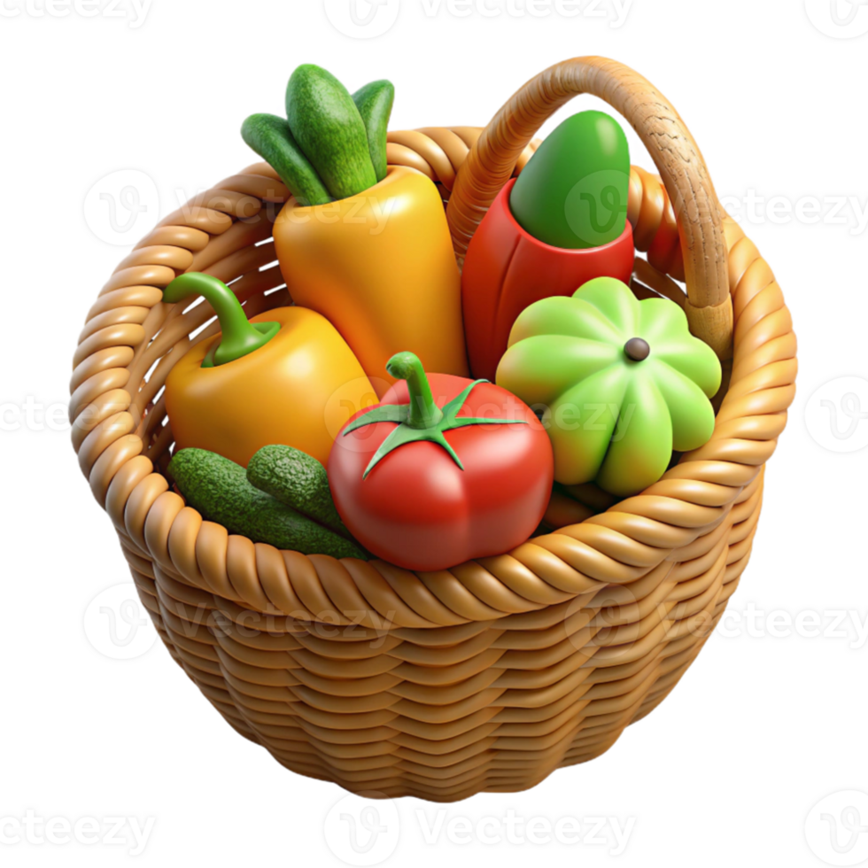 beautiful traditional Basket of Fresh Vegetables exclusive png