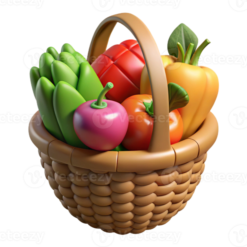 extraordinary minimalist Basket of Fresh Vegetables high resolution png