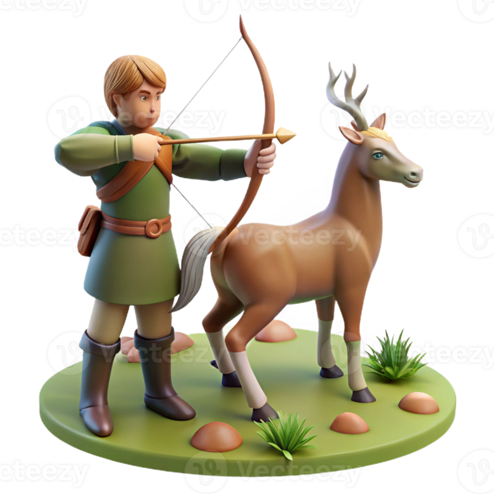 serene vintage A Wise Centaur Teaching Archery to a Youn authentic png