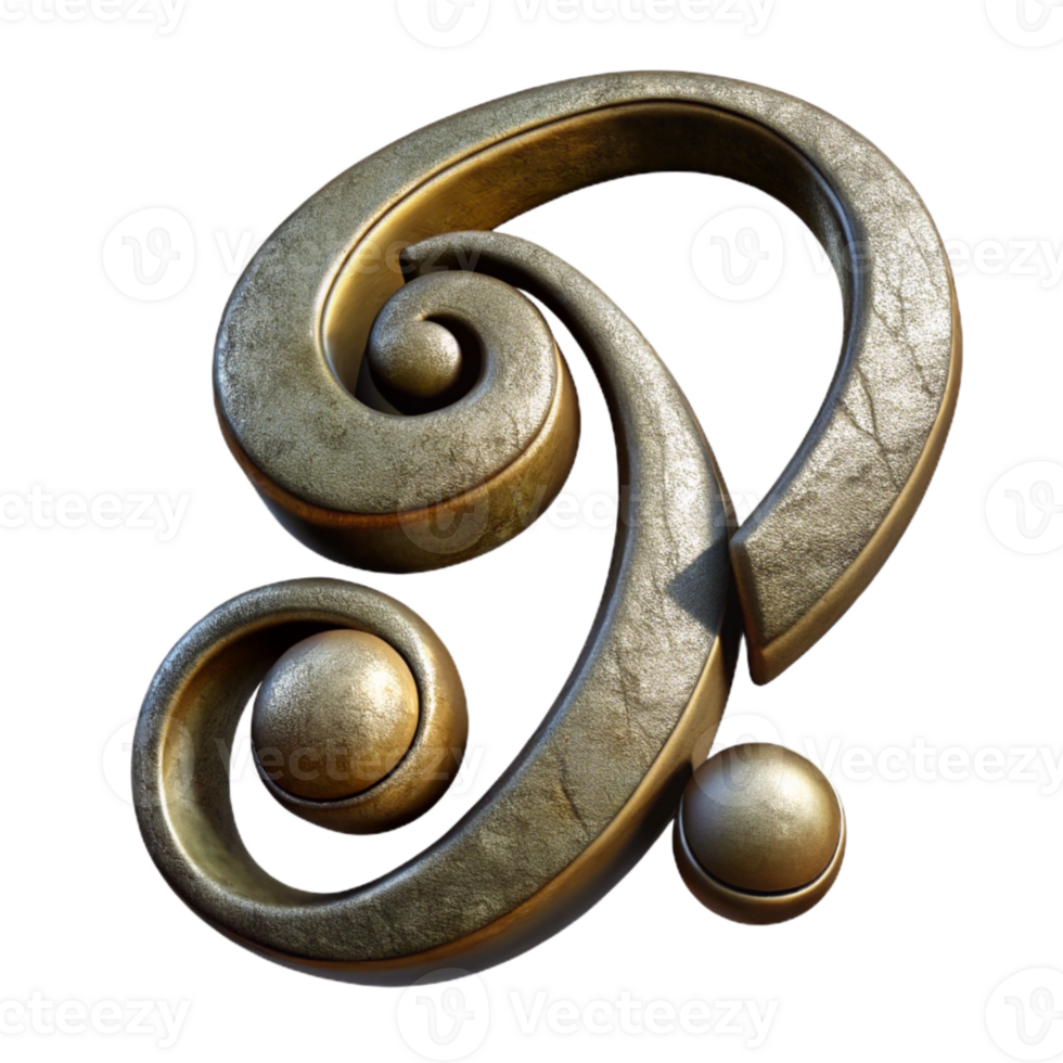 stunning modern Bass Clef Embossed Design Cutout Transparent Background professional png