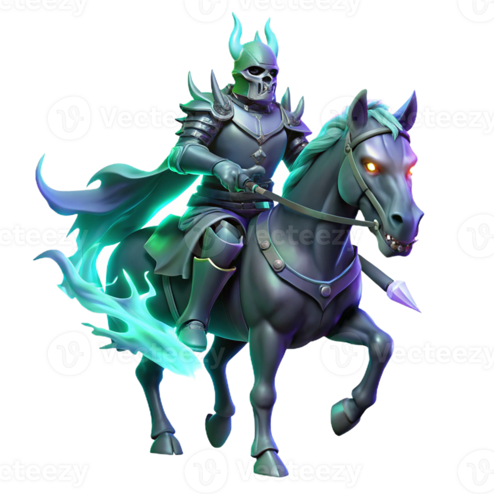 magnificent modern A Spectral Knight Riding a Skeletal Stee professional png