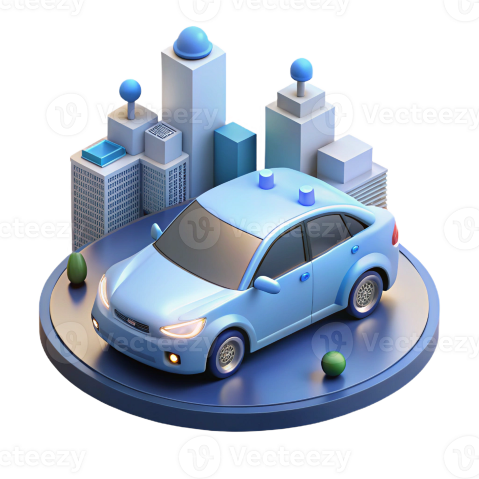 stunning minimalist A Self Driving Car Navigating a Busy Ci high quality png