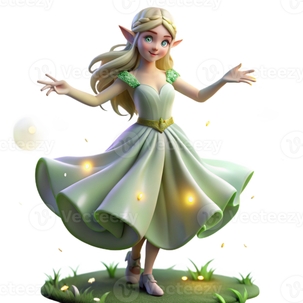 serene modern A Graceful Elf Princess Dancing in a Moonl premium png