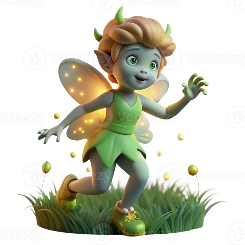 stunning contemporary Playful Sprite with Fireflies premium png