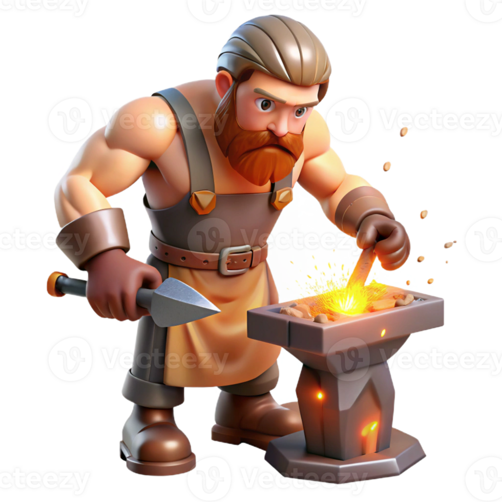 stunning vintage Hephaestus God of the Forge Hammering genuine png