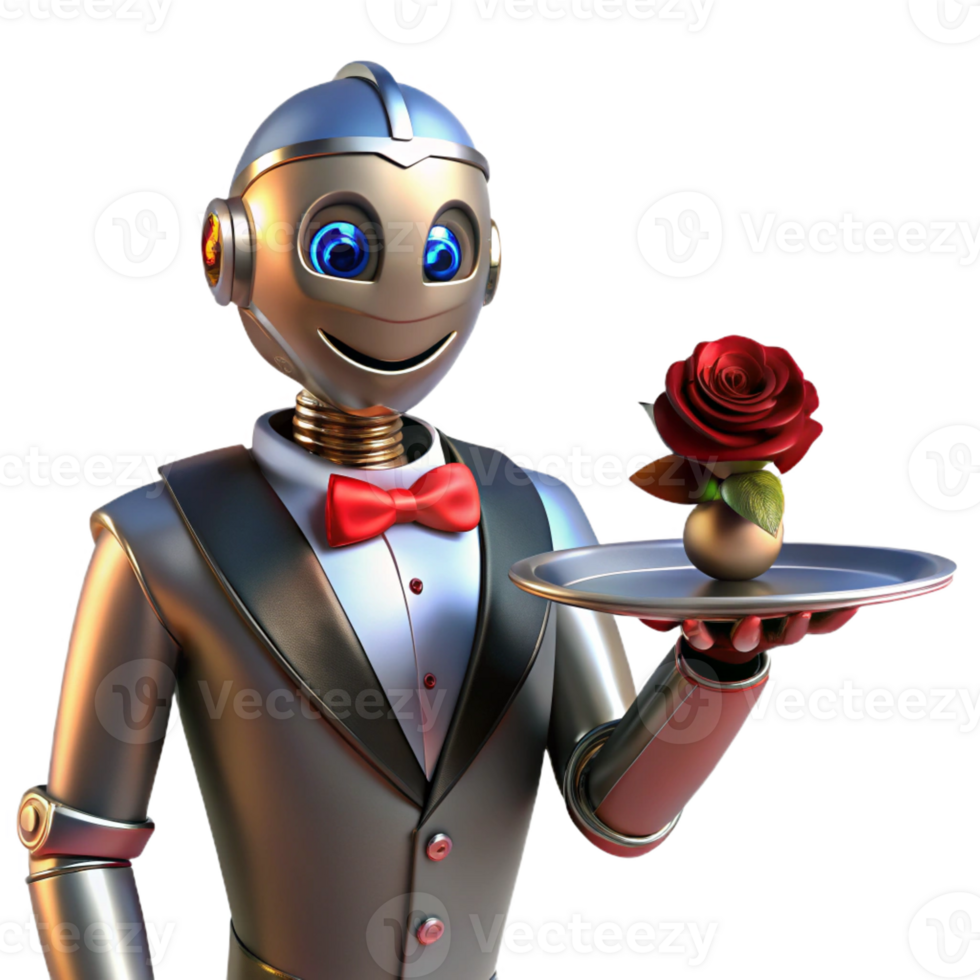 extraordinary artistic A Steampunk Robot Butler Holding a Silver exclusive png