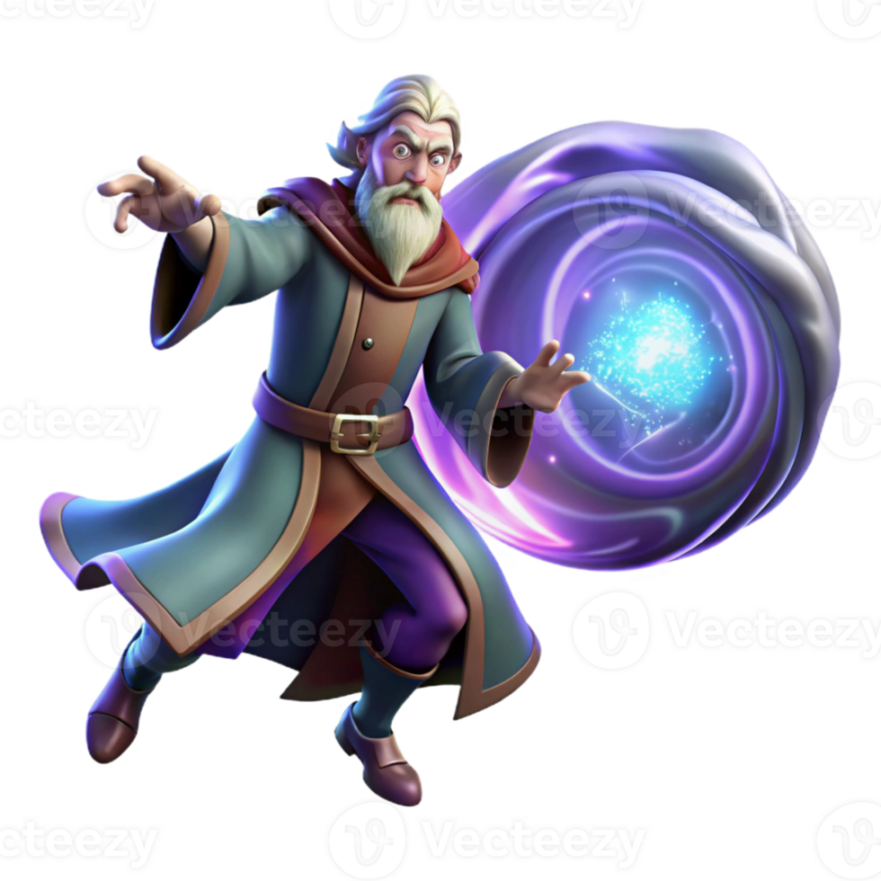 vibrant vintage A Powerful Wizard Casting a Spell to Crea exclusive png