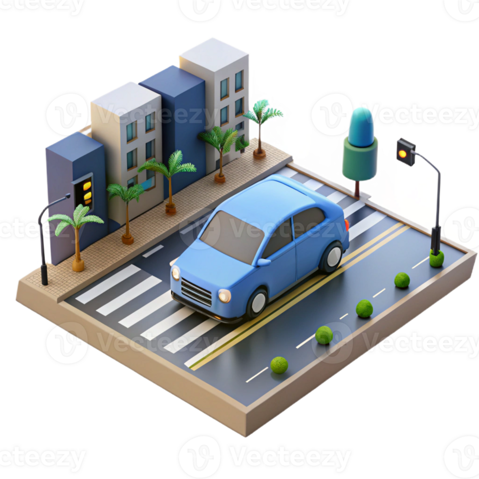 impressive abstract A Self Driving Car Navigating a Busy Int authentic png