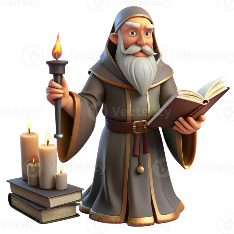wonderful creative Wise Old Wizard Casting a Spell genuine png