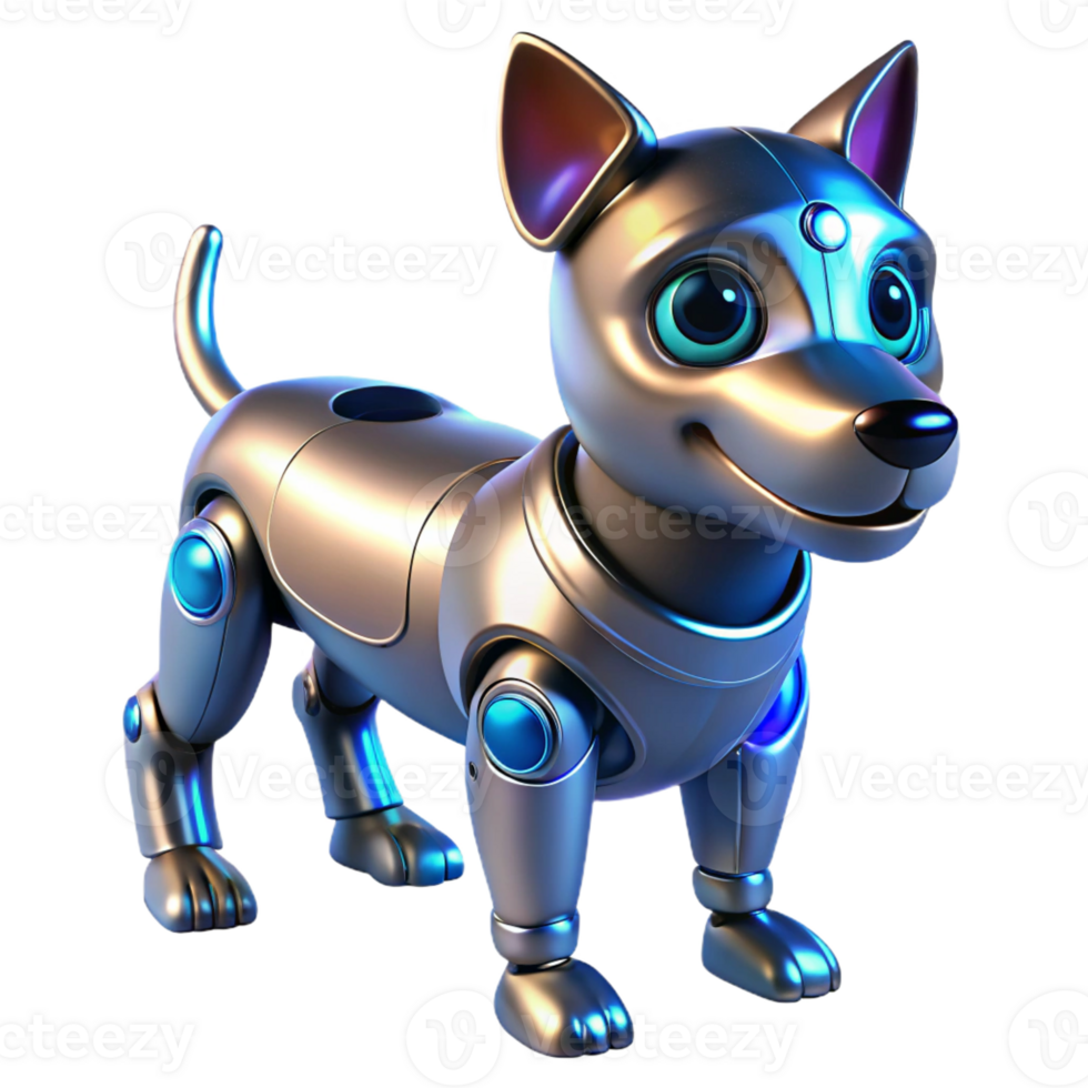 wonderful creative A Robot Dog with Glowing Blue Eyes and Sl premium png