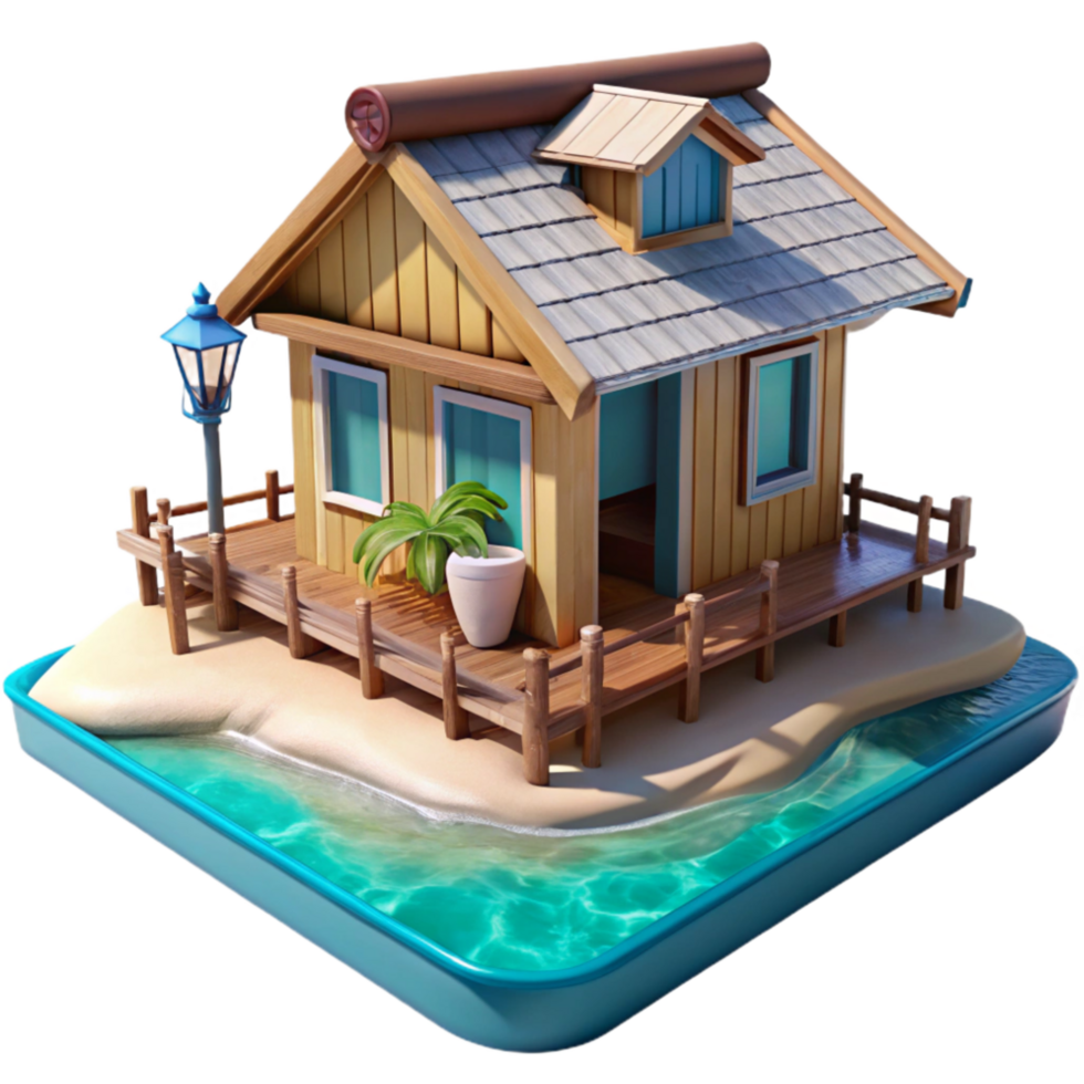 wonderful traditional Beach House with Ocean View Transparent Background high resolution png