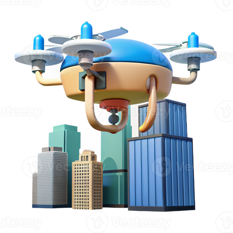 elegant artistic A Drone Delivering a Package City Skylin authentic png