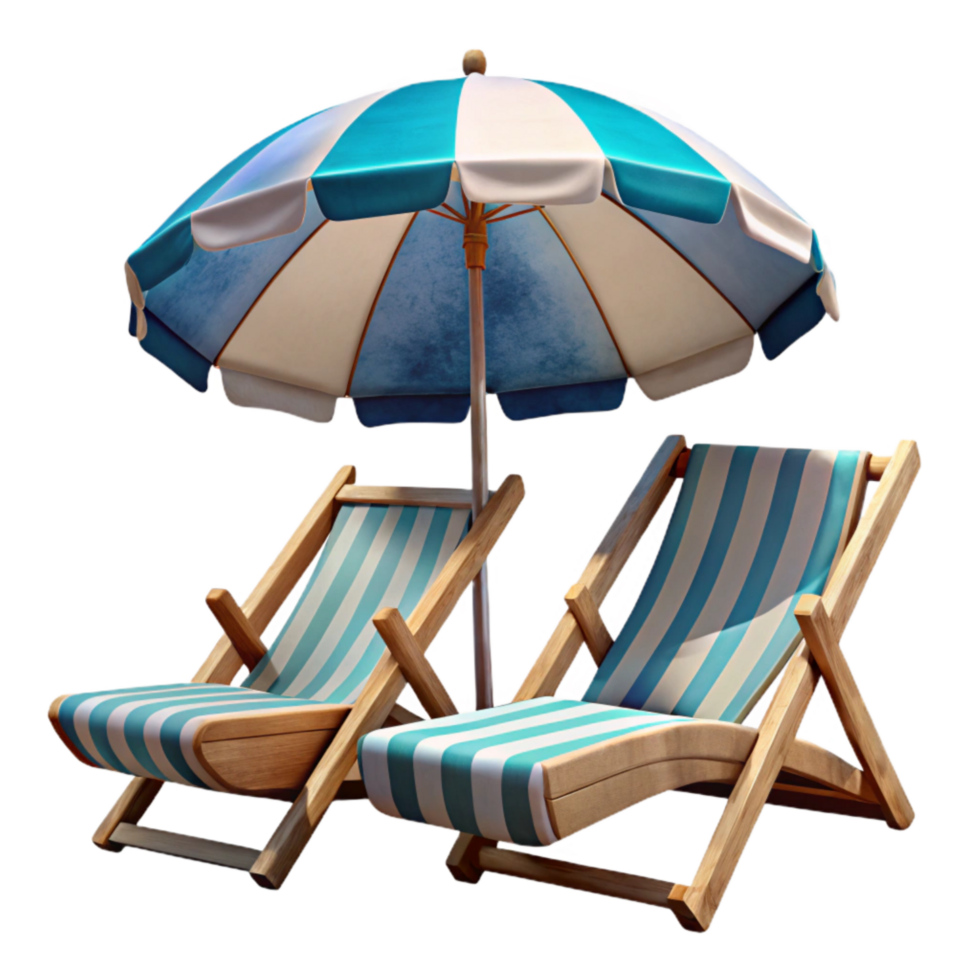 stunning artistic Beach Umbrella with Lounge Chairs Element png