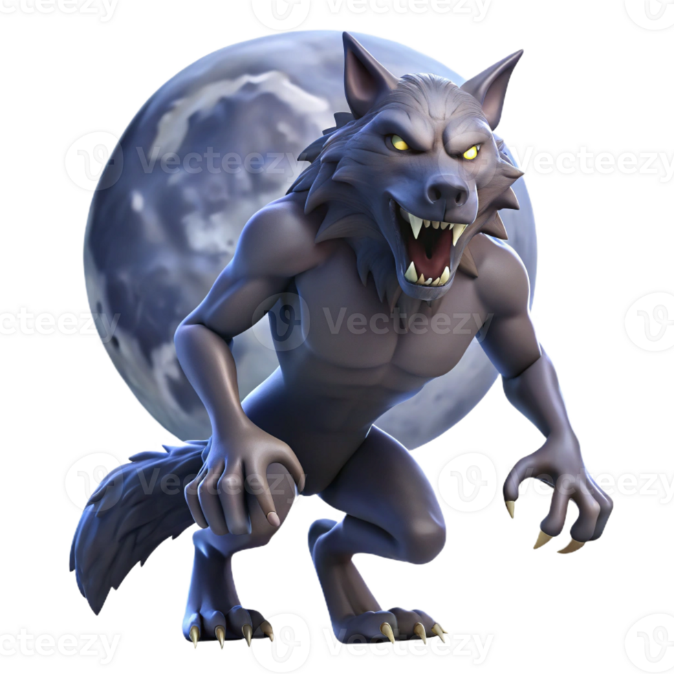 elegant rustic A Fierce Werewolf Howling at the Full Mo professional png
