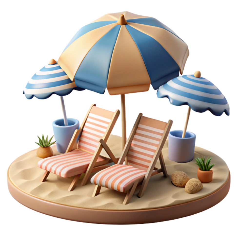 impressive contemporary Beach with Umbrellas and Lounge Chairs Transparent Cutout genuine png
