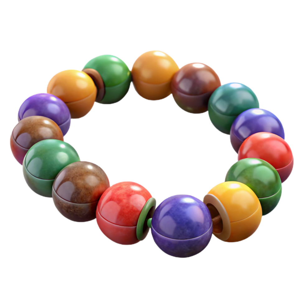 serene abstract Beaded Bracelet Multicolored Stones Cutout Transparent Background original png