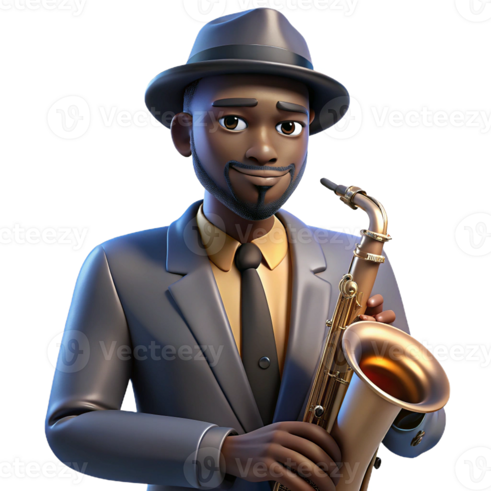 dramatic creative Portrait of a Soulful Musician with a Sax premium png