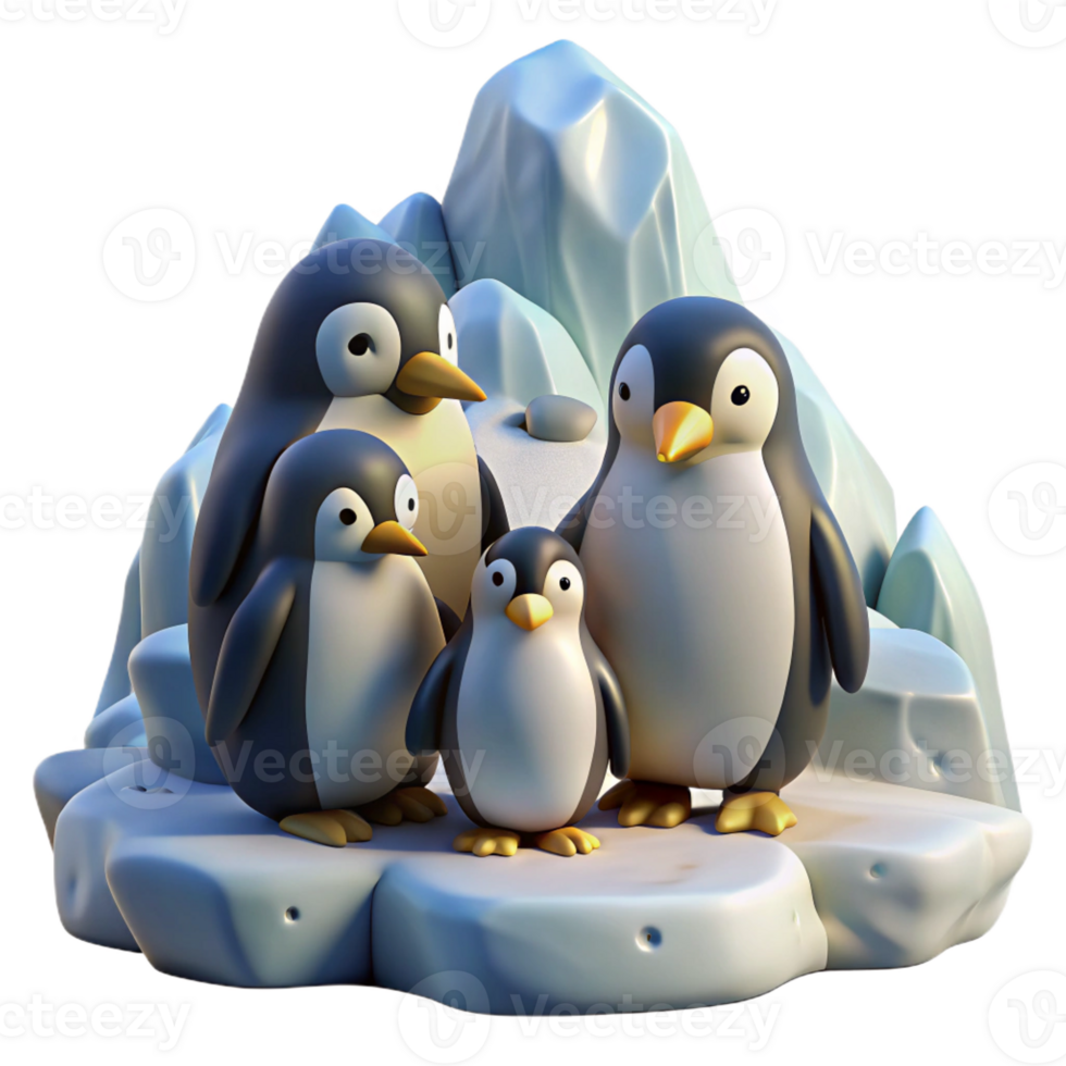 wonderful vintage A Group of Penguins Huddled Together on A premium png