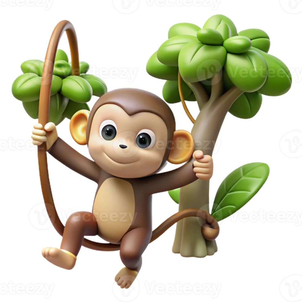 serene abstract Monkey Swinging Through Trees exclusive png