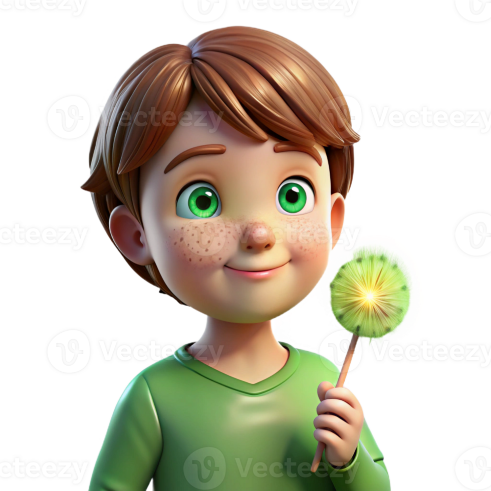 stunning creative Portrait of a Child with Bright Green E professional png
