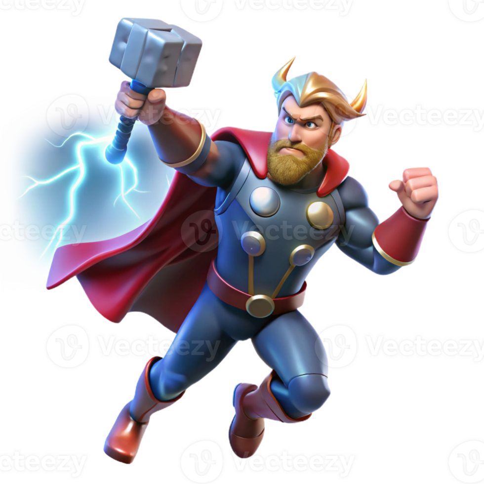 vibrant rustic A Powerful Thor Wielding Mjolnir Summoni png