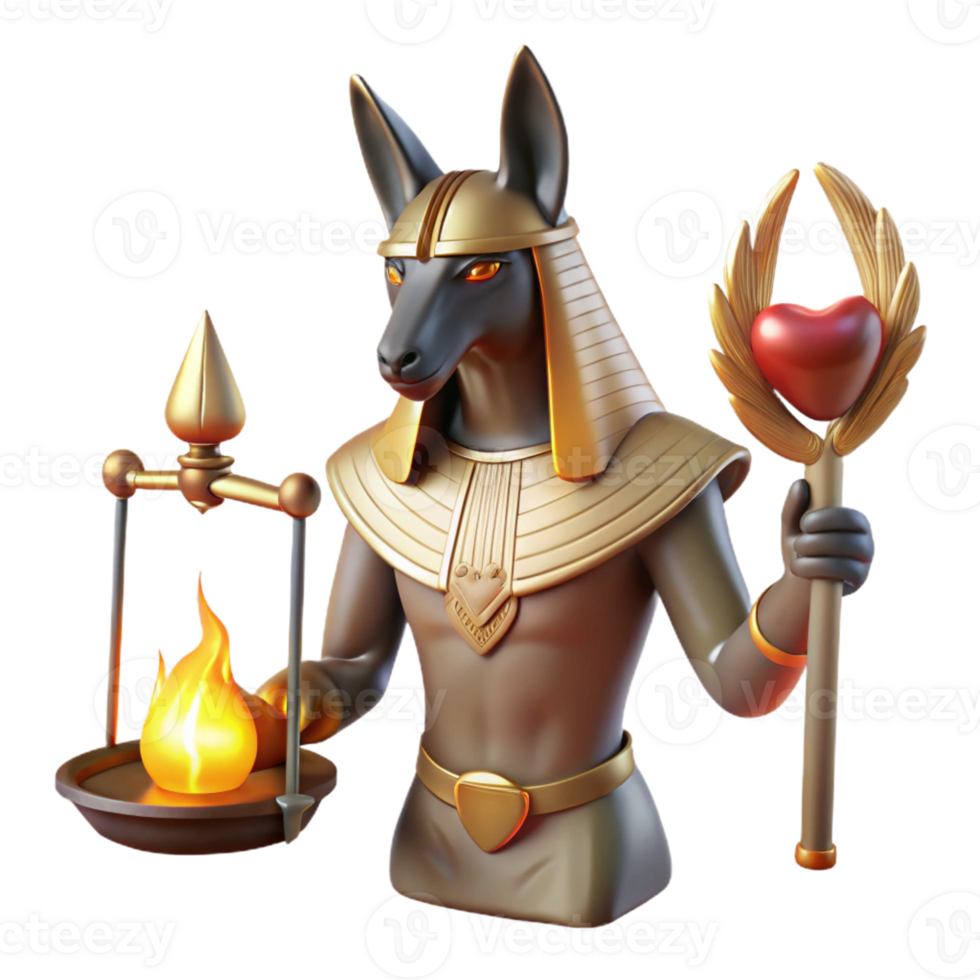 serene rustic Anubis Weighing a Human Heart Against a F 4K png