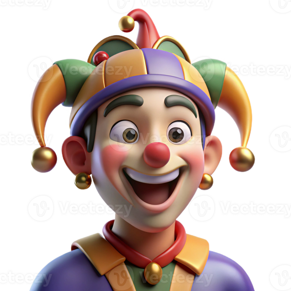 stunning contemporary Portrait of a Mischievous Jester with C premium png