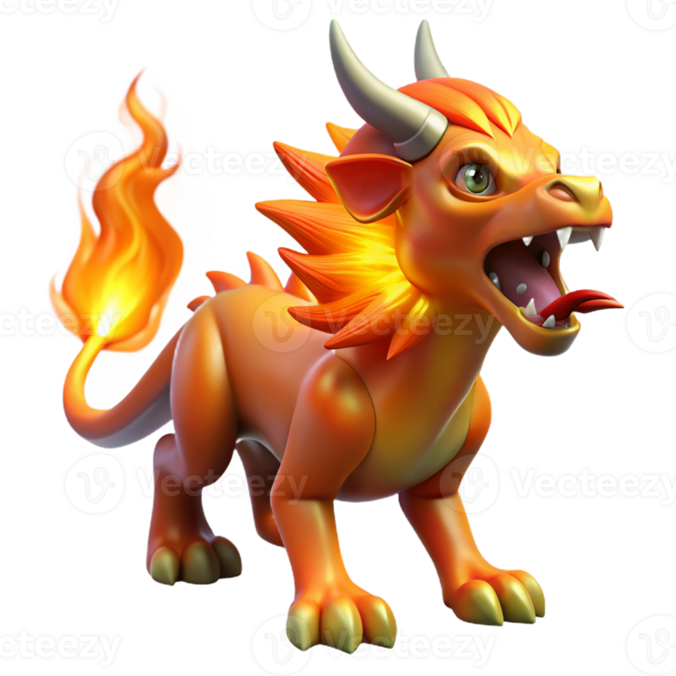 serene vintage A Chimera Breathing Fire Vibrant and Con high quality png