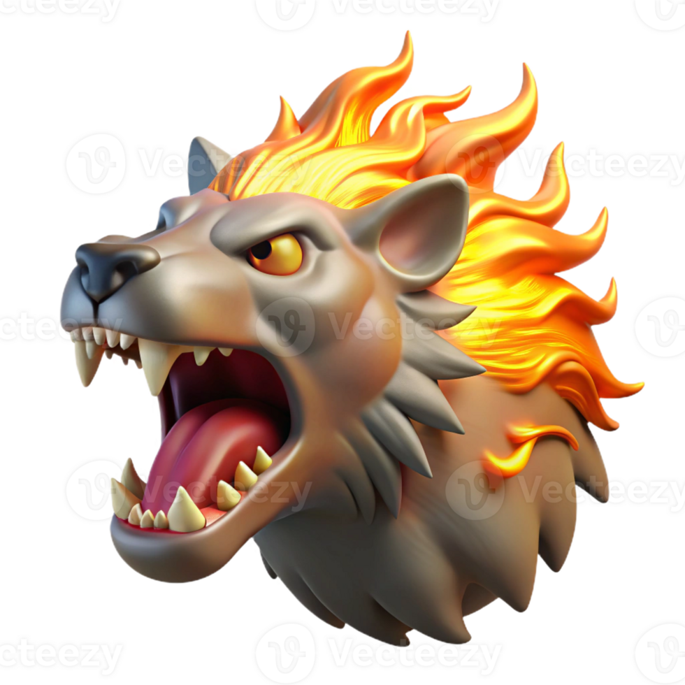 serene traditional A Fierce Chimera Breathing Fire Each Hea high quality png