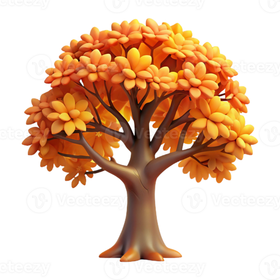 dramatic minimalist A Majestic Oak Tree in Autumn Colorful high quality png