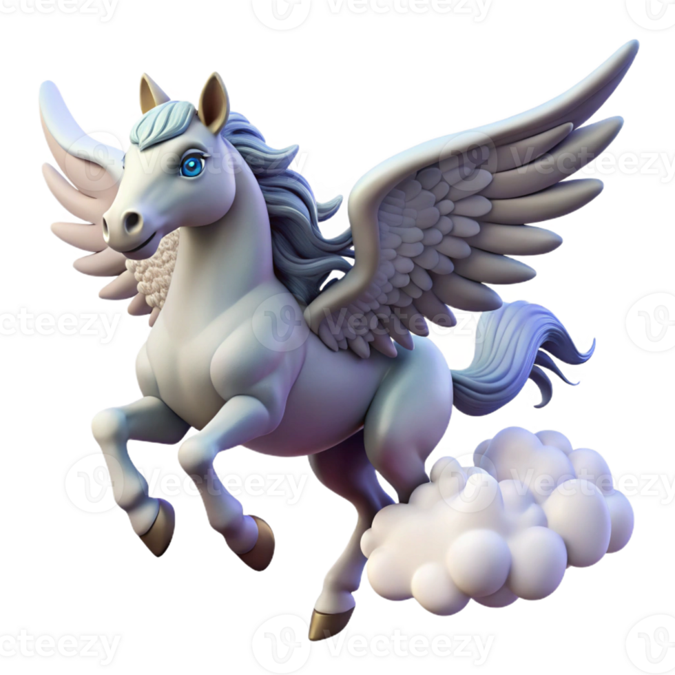 elegant rustic A Graceful Pegasus Flying Through the Clou 4K png