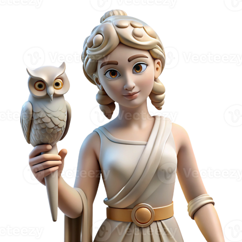 beautiful traditional A Wise Athena Holding an Owl Classical 4K png