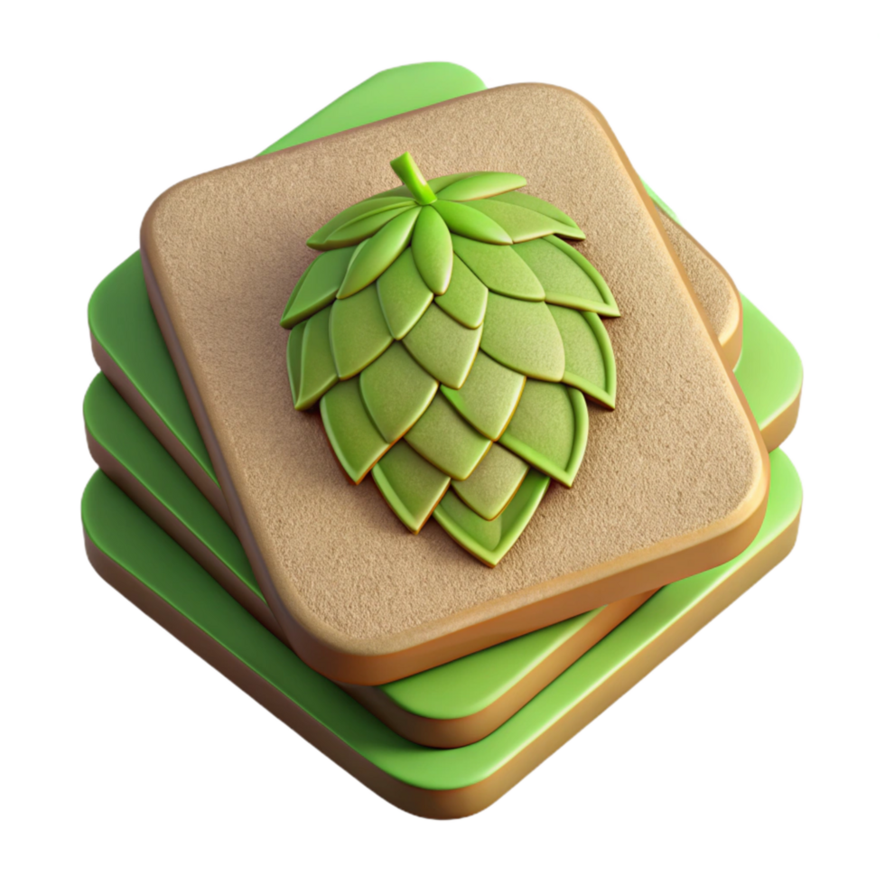 elegant classic Beer Coasters with Hop Design Cutout high resolution png
