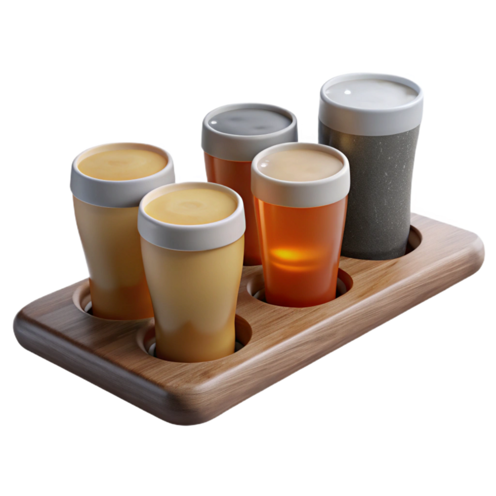 extraordinary vintage Beer Flight with Four Sample Glasses Cutout high quality png