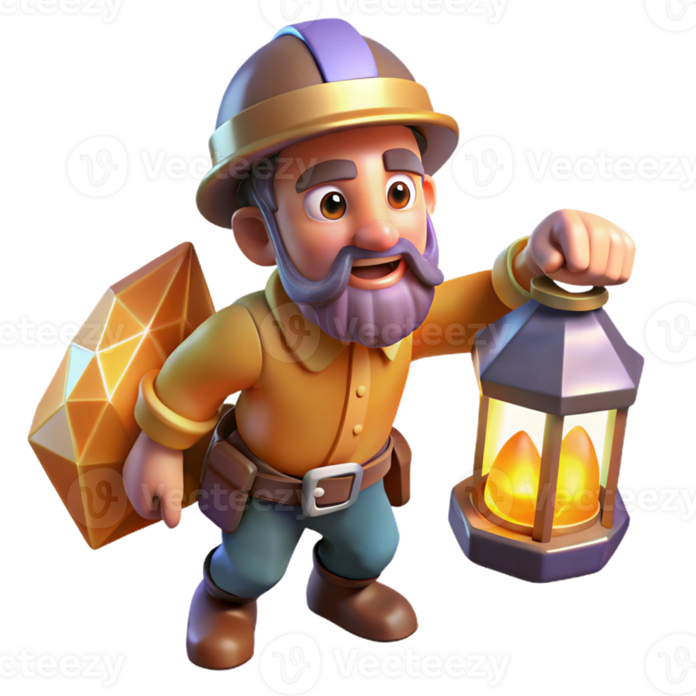 serene minimalist A Brave Dwarf Miner Discovering a Vein O png