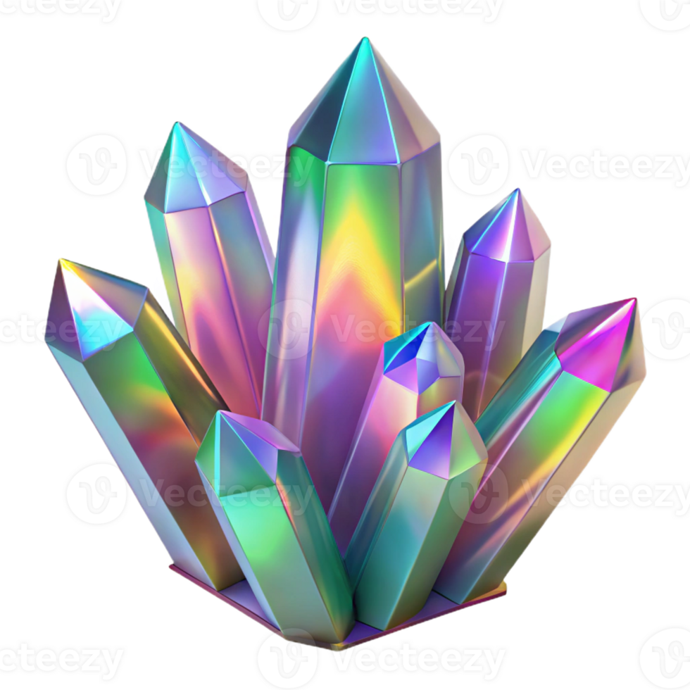 serene abstract Iridescent Crystal Cluster Reflection professional png