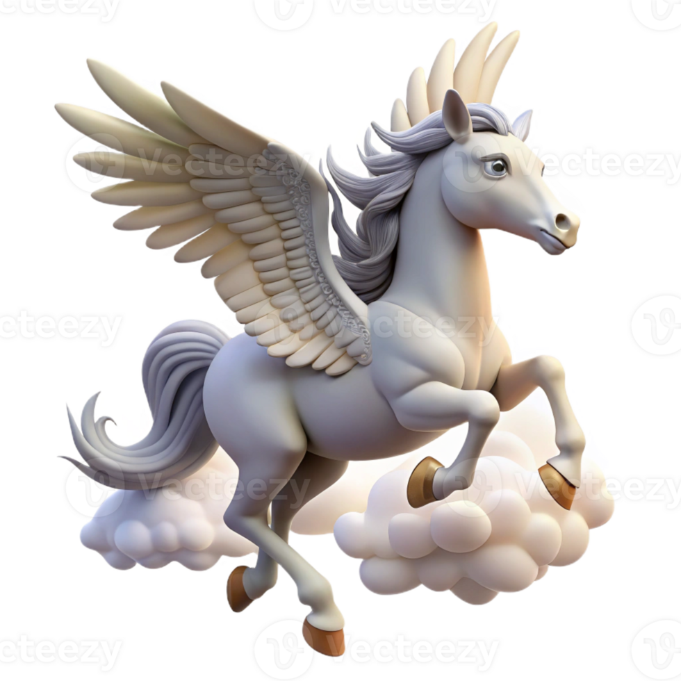 serene classic A Graceful Pegasus Flying Through the Clou professional png