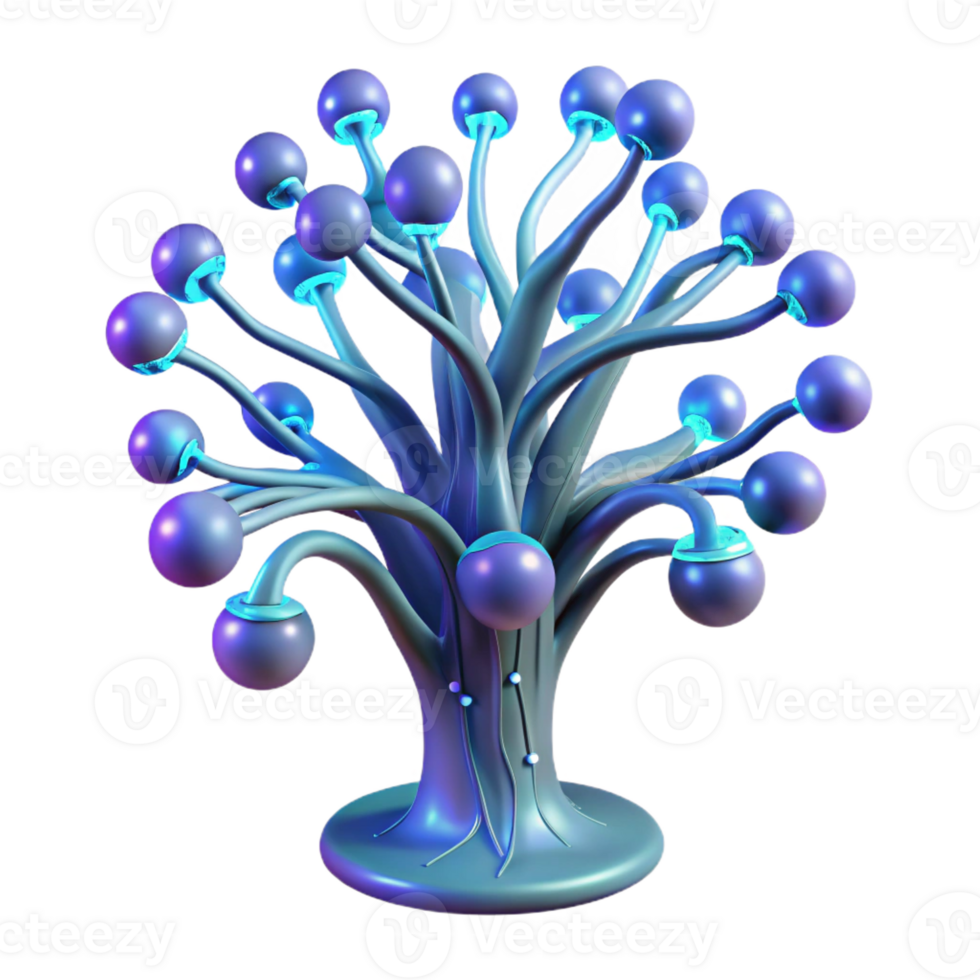 serene creative A Bioluminescent Tree with Data Streams Fl premium png