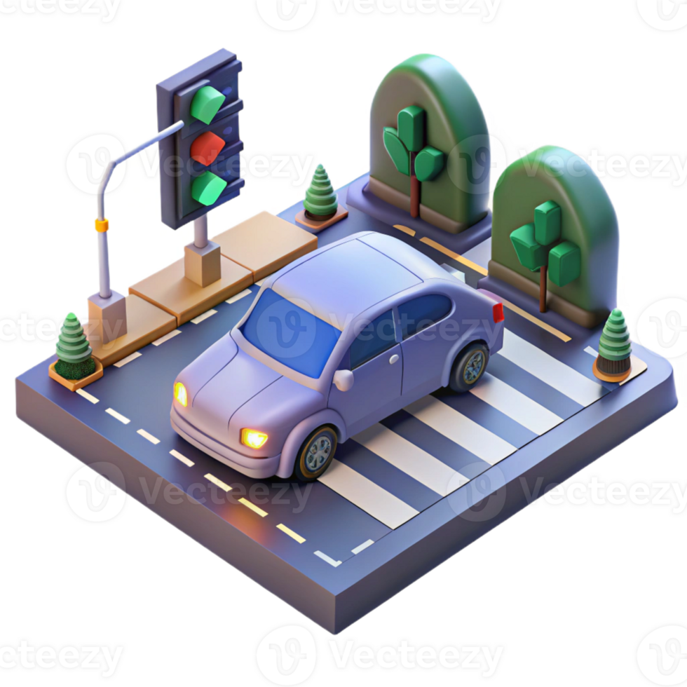 elegant creative A Self Driving Car Navigating a Busy Inter professional png