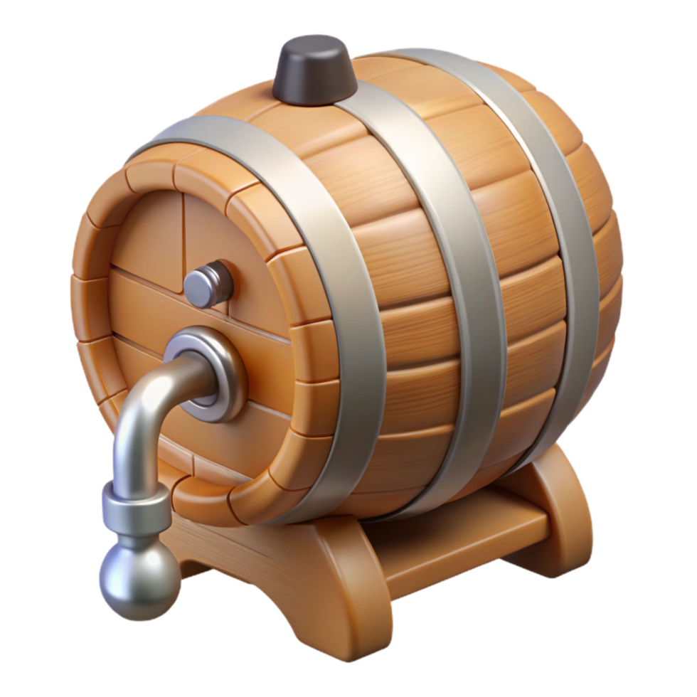 magnificent classic Beer Keg with Tap on Transparent Background high resolution png