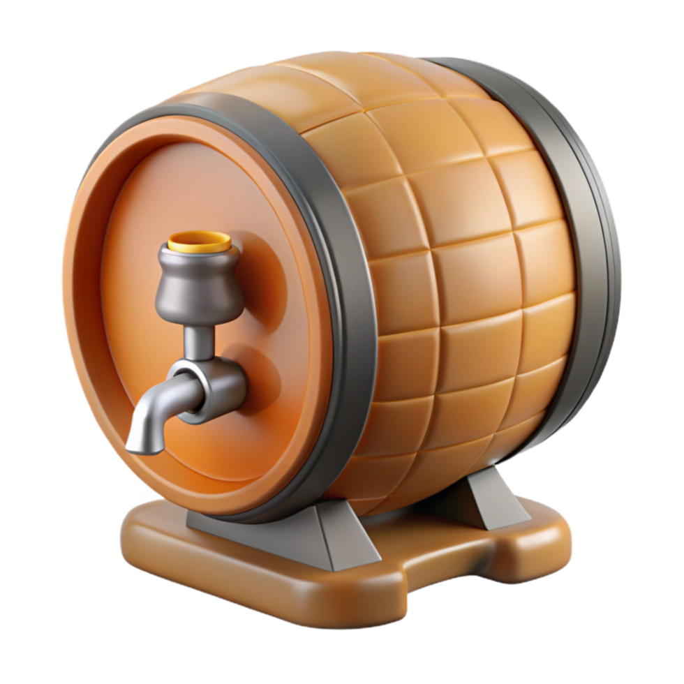 elegant classic Beer Keg with Tap on Transparent Background professional png