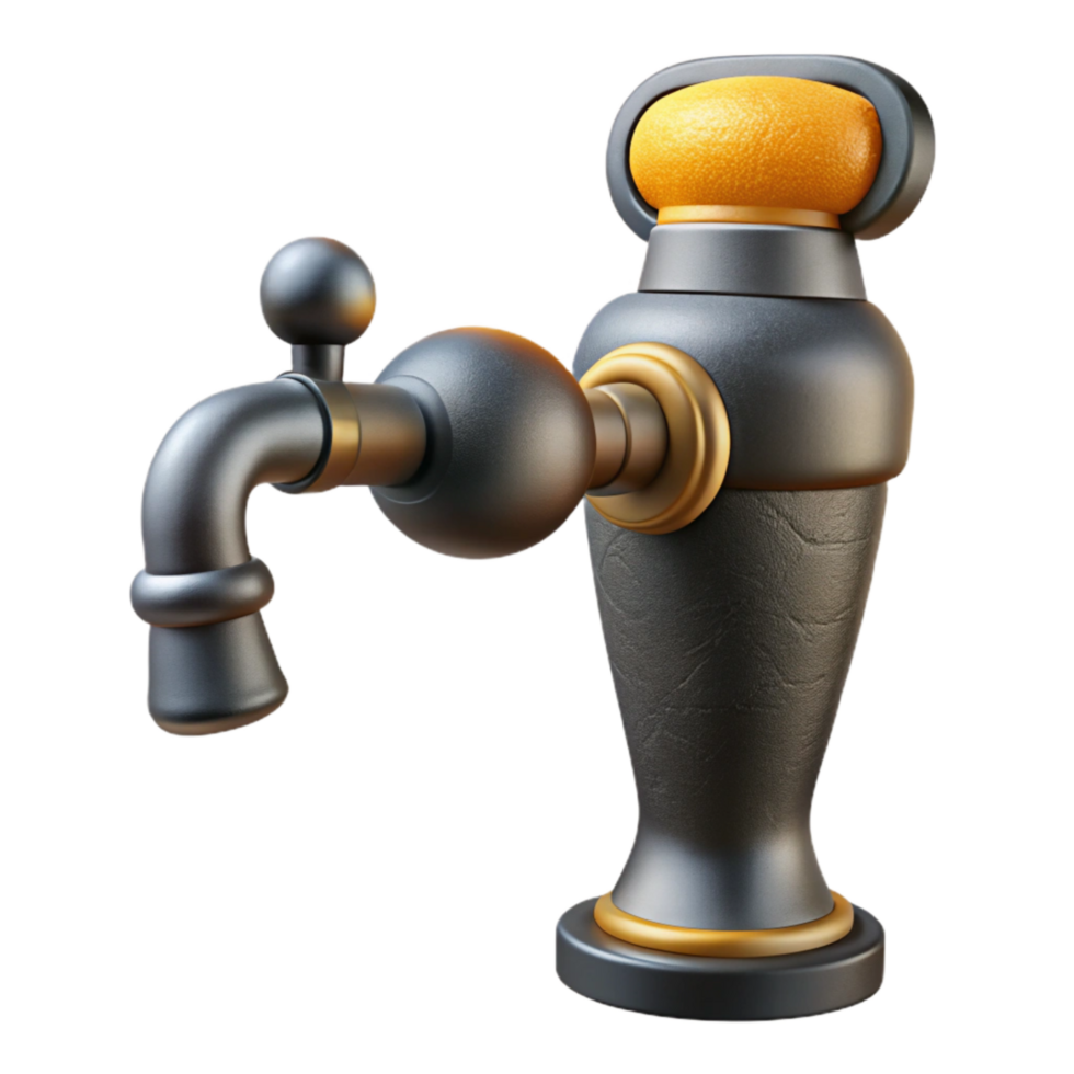 beautiful classic Beer Tap Handle with Wooden Base Cutout premium png