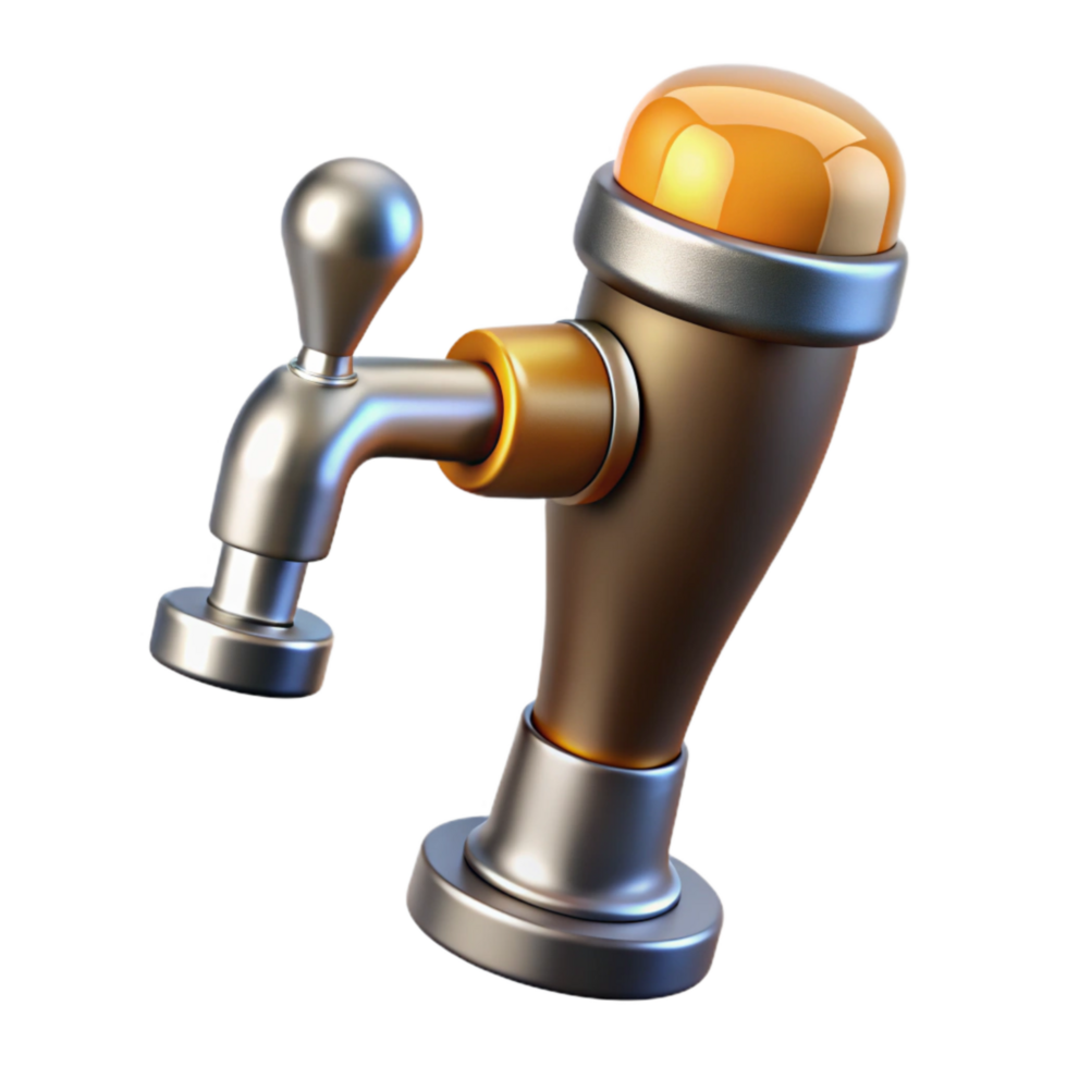 wonderful vintage Beer Tap Handle with Wooden Base Cutout detailed png