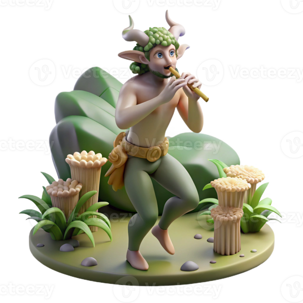 dramatic creative A Satyr Playing a Pan Flute Surrounded B genuine png